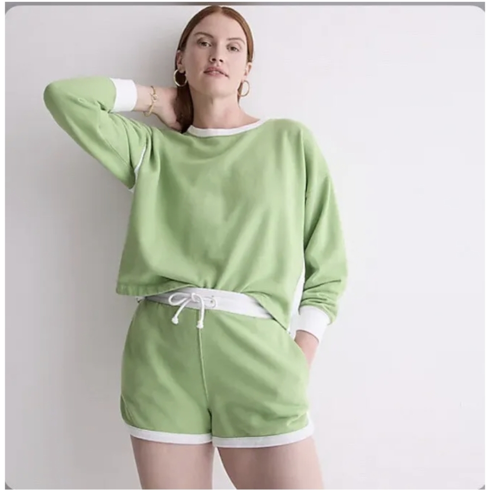 J.Crew University Short Set - Cropped Sweatshirt & Shorts SM Apple Green BNWT